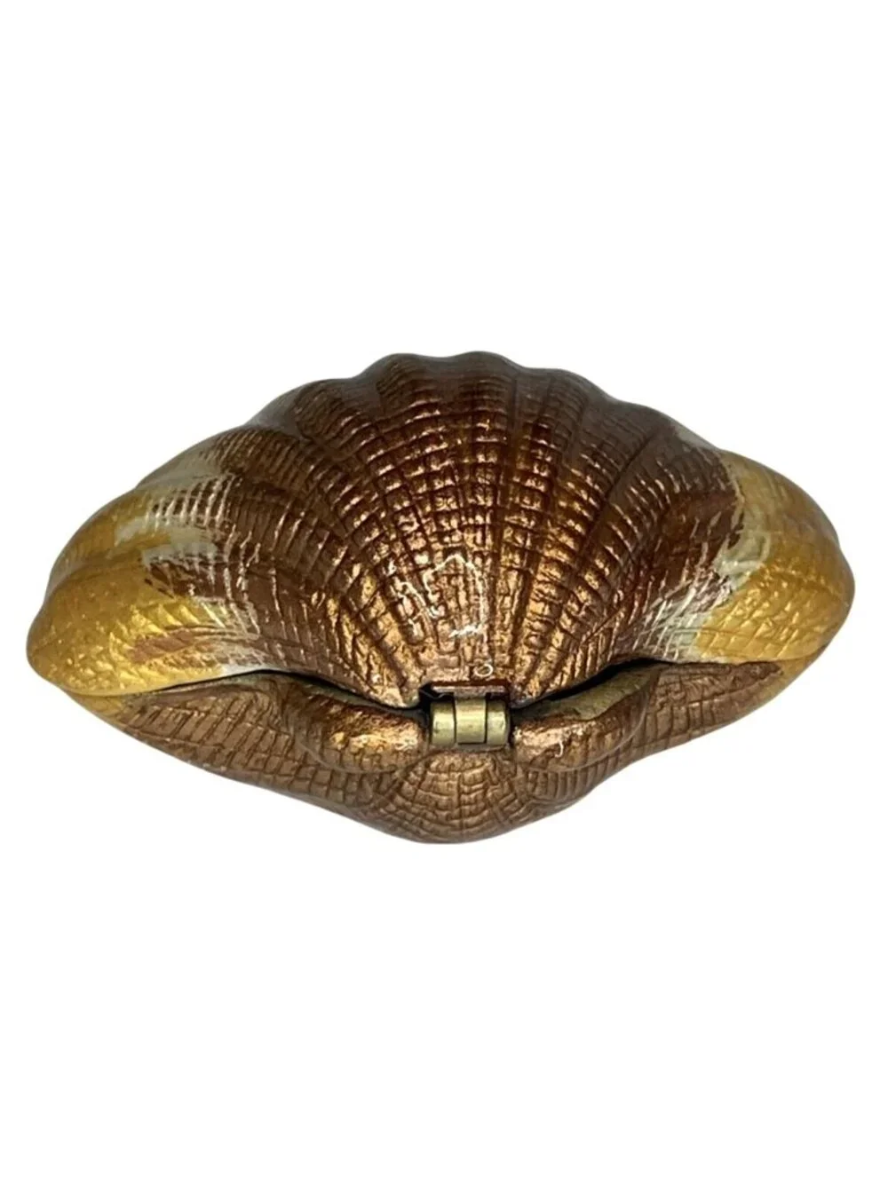 Decorative Clam Seashell Trinket Box w/ Jeweled Rhinestone-Accented Oval Frame